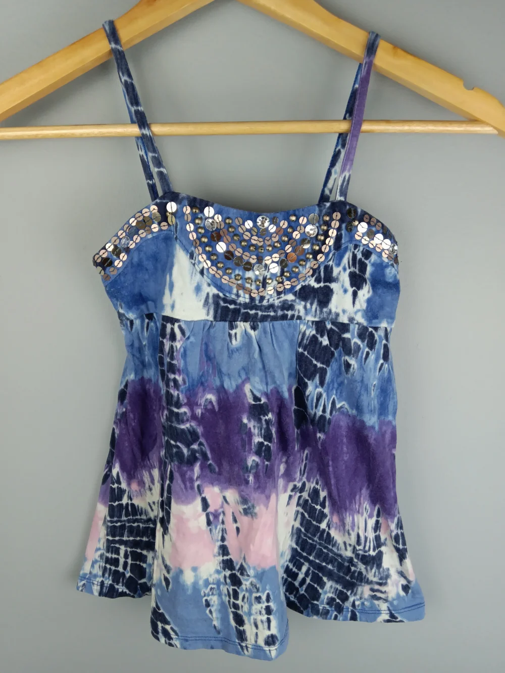 Justice Girls' Blue, Purple & Pink Tie-Dye Sequin Camisole